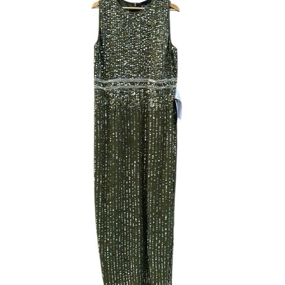Mac Duggal Dresses & Skirts - Mac Duggal Green and Gold Sequin Midi Dress
